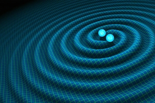 An artist’s impression of gravitational waves generated by binary neutron stars. Credit: R. Hurt/Caltech-JPL